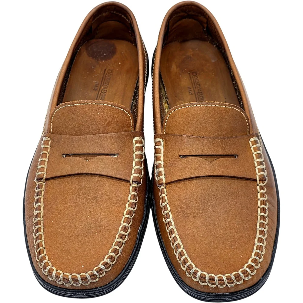 Italian Leather Dooney & Bourke Penny Loafers Mens 8.5 Brown Made in Italy